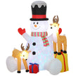 7ft Snowman and Reindeer Christmas Inflatable on a white background