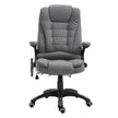 Grey linen-look heated massage recliner office chair with padded armrests, high back and remote