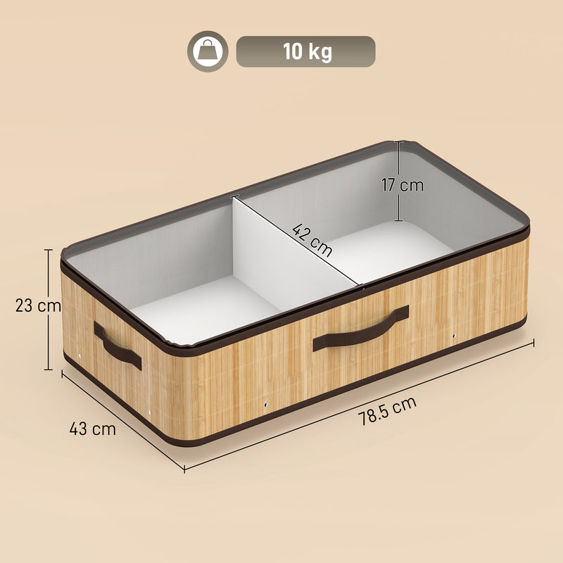 HOMCOM 72L Under Bed Storage with Wheels Pack of 2, Underbed Storage Box with Clear Lid Cover and Reinforced Handle – view 3