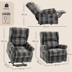 Power Lift Recliner Chair with Vibration Massage, Heat, Checked Lift Chair with Remote, Side Pockets, Grey