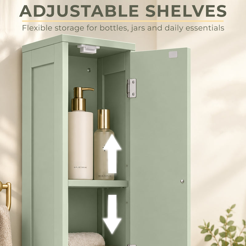 HOMCOM 185 cm Tall Bathroom Cabinet with Arched Doors - Light Green – view 6