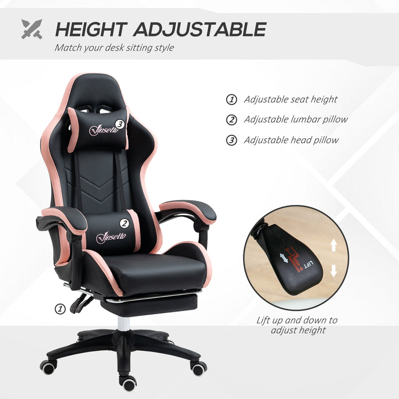 Black & pink reclining gaming chair – image 4
