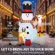 Illuminated 7ft snowman and reindeer Christmas inflatable at night