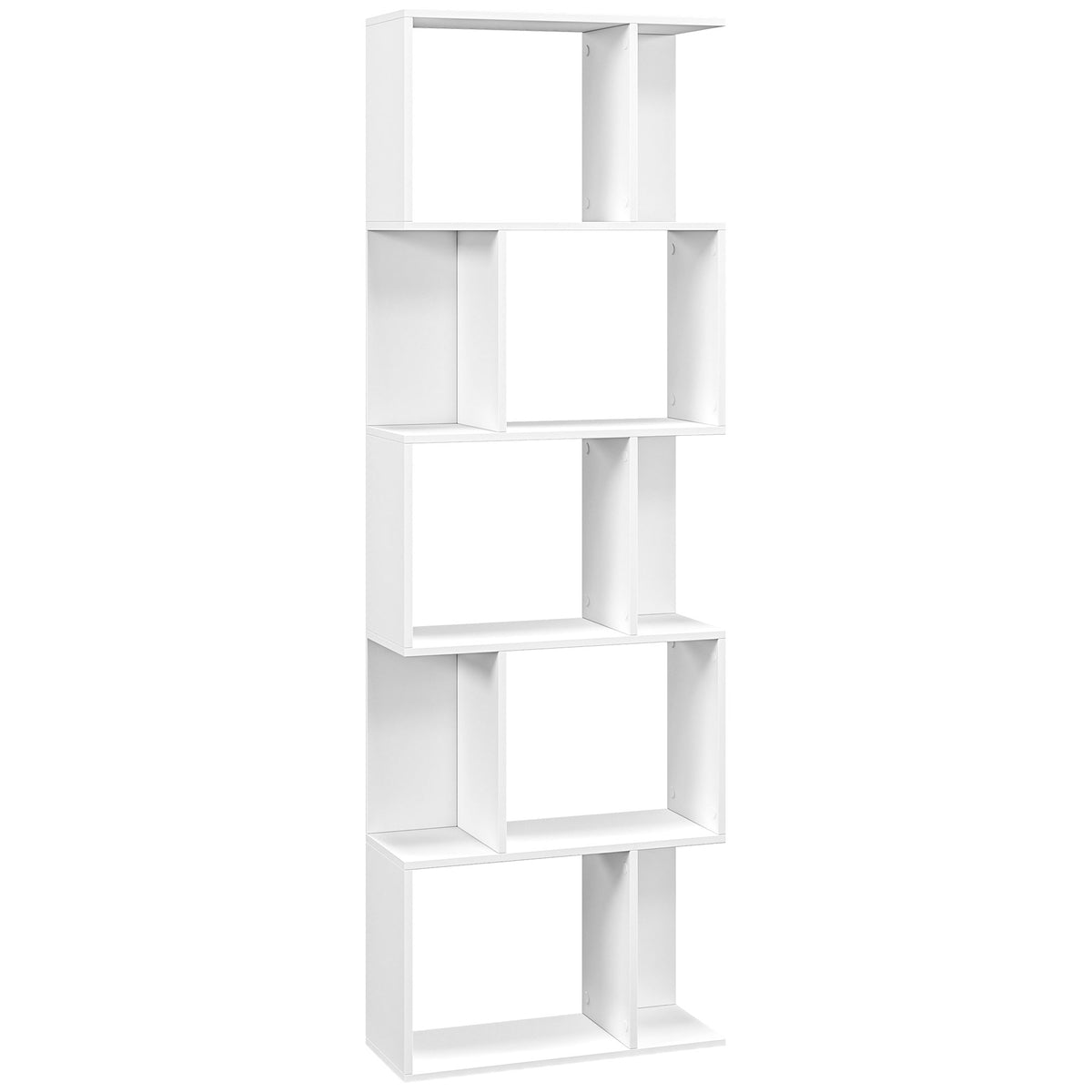 184.5 cm S-Shaped 5-Tier Bookcase – White