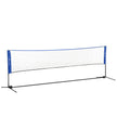 Blue and black 4 m height-adjustable badminton net on a metal frame