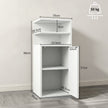 HOMCOM Slim Bedside Table Set of 2, Narrow Bedside Cabinet with Open Cubbies and Cupboard for Bedroom Living Room, White – view 3