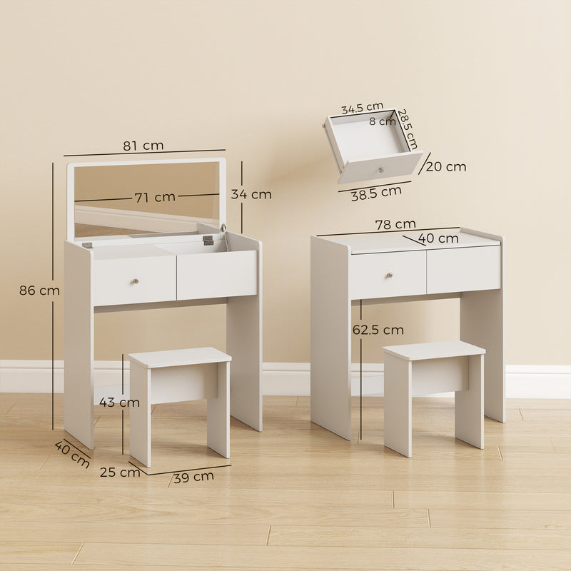Flip-top dressing table with stool – image 3