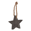 Black wooden star decoration on a jute loop