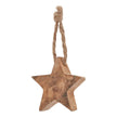 Mid-brown wooden star decoration on a jute loop