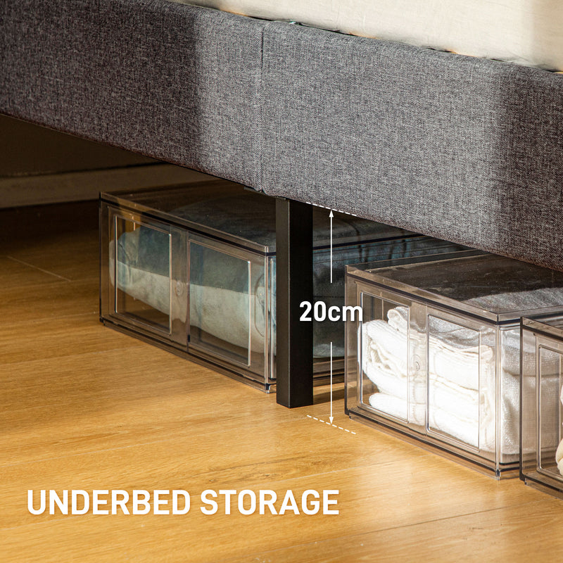 Grey linen-look double bed – image 7