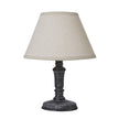 Palmyra distressed black mini table lamp with linen shade