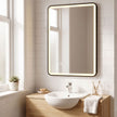 HOMCOM Bathroom Mirror with LED Lights, 100x70cm Rectangle Bathroom Mirror, Dimmable, Bluetooth, Anti-Fog, Black – view 9