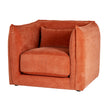 Pembroke burnt orange armchair with scatter cushion, three-quarter view