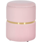 Velvet-Feel Storage Ottoman - Pink
