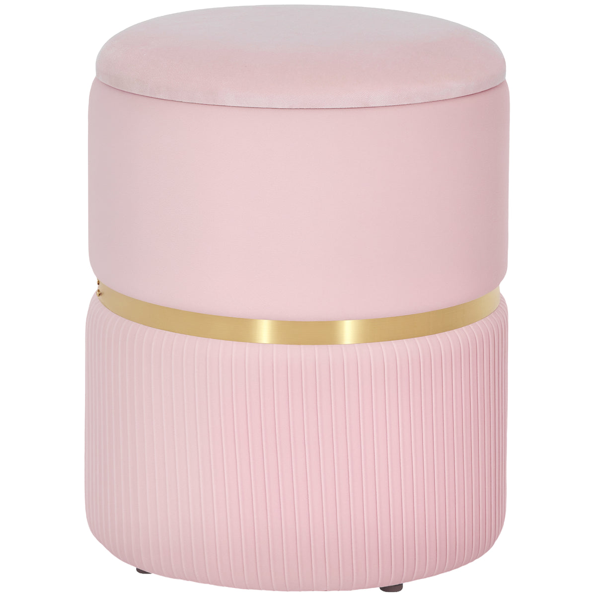 36 cm Velvet Storage Ottoman Stool – Pink