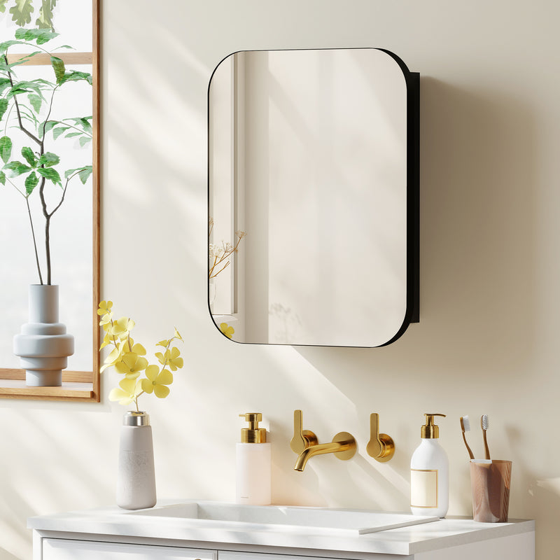 Soft-close mirror bathroom cabinet in black – image 9
