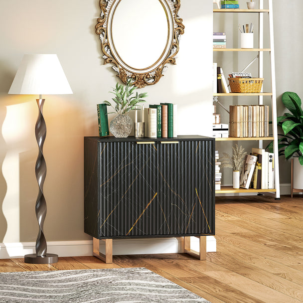 Black ribbed sideboard – image 2