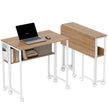 HOMCOM 80 cm Drop Leaf Writing Work Desk - Natural Wood Finish – view 10