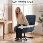 Accent Chair, Chenille Upholstered Swivel Armchair with Lumbar Pillow, High Back, Deep Seat and Metal Legs, Dark Green