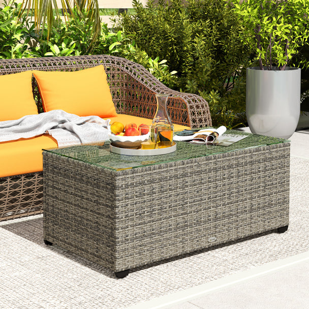 Dark grey rattan coffee table – image 2