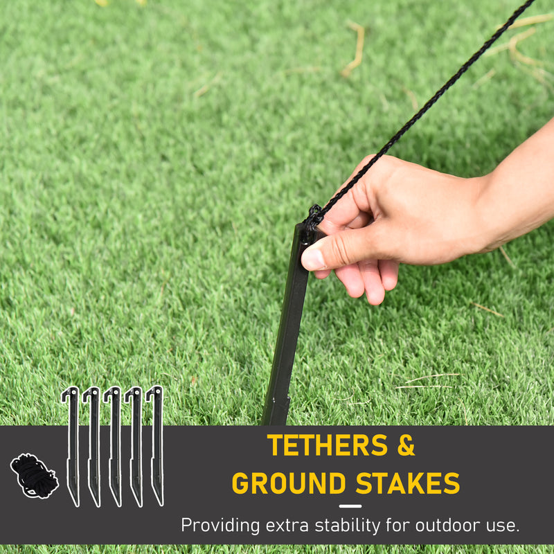 Ground stakes and tether ropes for securing the inflatable