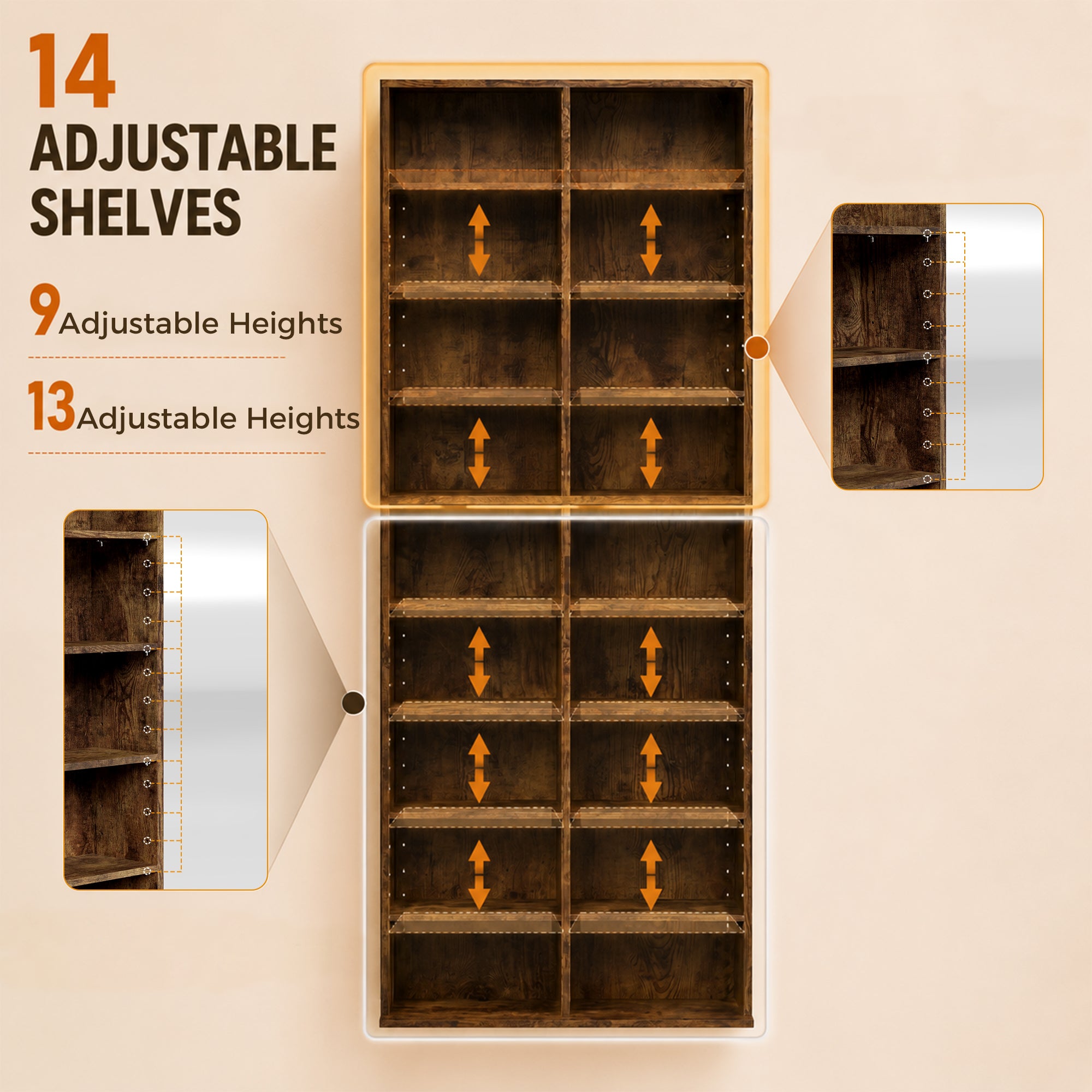 640 CD Storage Tower - Rustic Brown