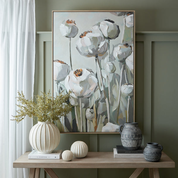 Poppy Heads hand-painted framed canvas