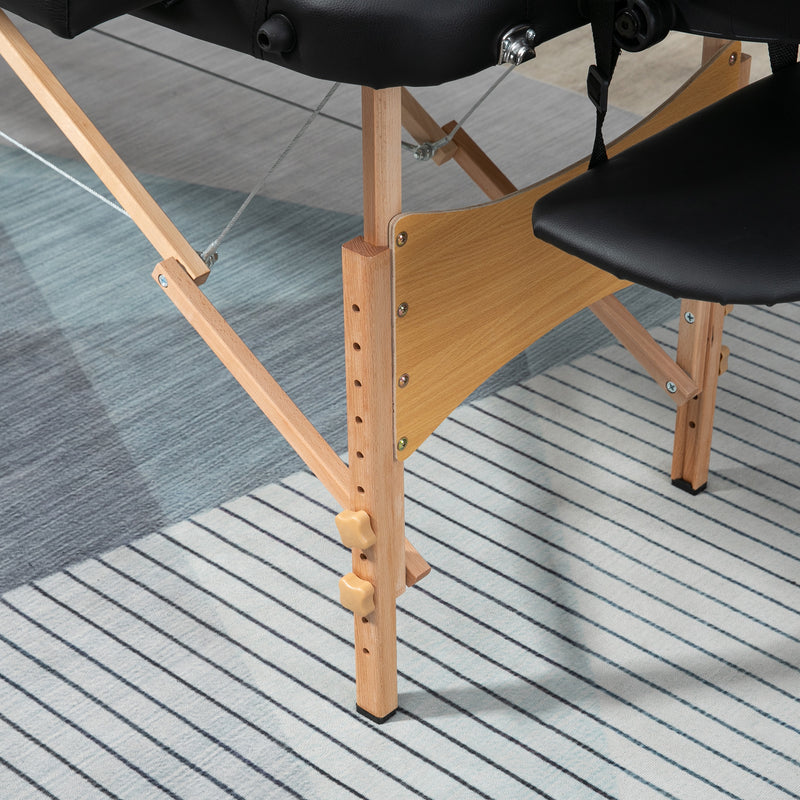 Black folding wooden massage table – image 8