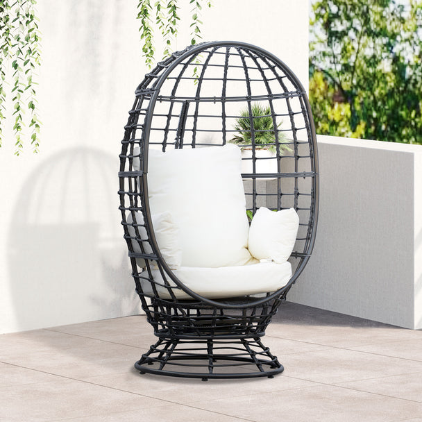 Swivel rattan egg chair – image 2