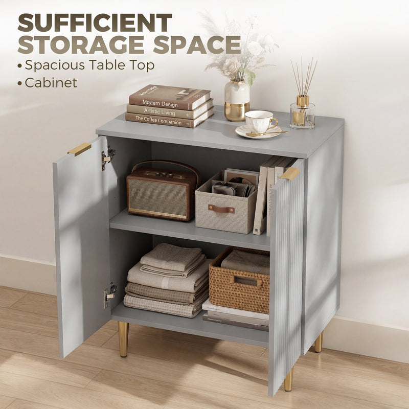 HOMCOM Sideboard Buffet Cabinet, Modern Kitchen Storage Cabinet with Adjustable Shelf and Metal Legs, Grey – view 4