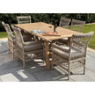 Provence Rattan-Effect Garden Dining Chair with Cushion, chairs around a wooden garden dining table