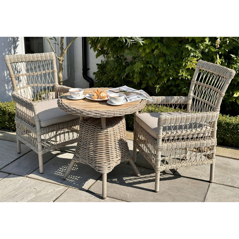 Provence Rattan-Effect Garden Dining Chair with Cushion, chairs around a round garden table