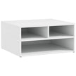 White desktop printer stand with three open storage compartments