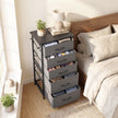 HOMCOM Chest of Drawers, Dresser with 5 Fabric Drawers, Tall Storage Unit with 4 Pockets and 2 Hooks Steel Frame – view 9