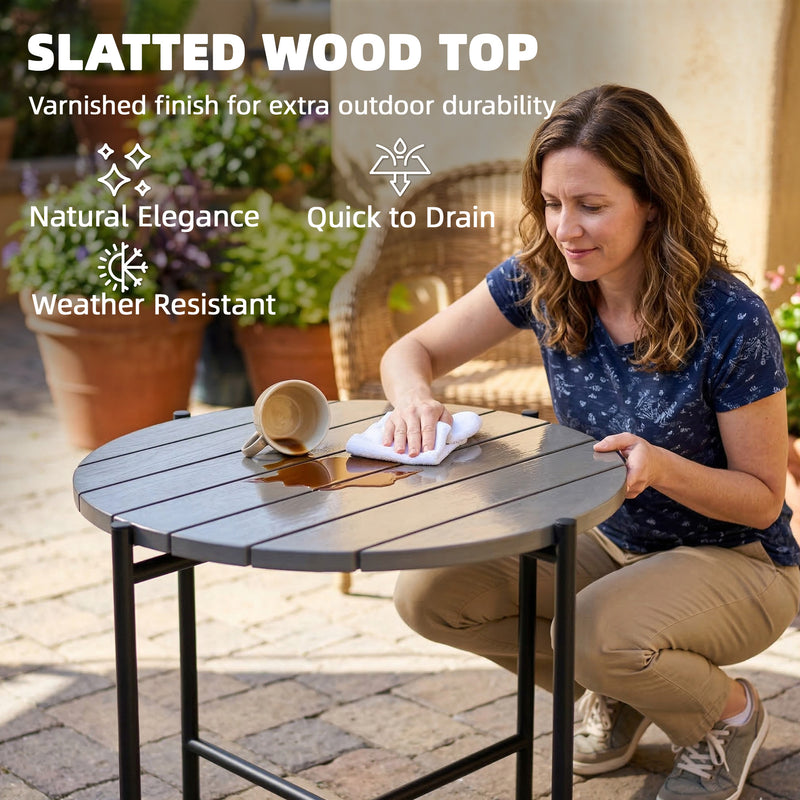 Industrial garden side table dark grey – image 6