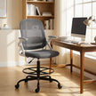 HOMCOM Painting Chair, Mesh Computer Desk Chair with Flip-up Armrests, Grey – view 10