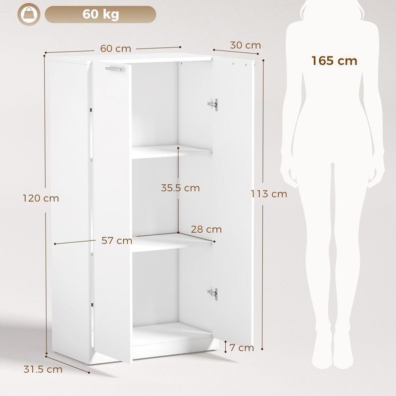 HOMCOM 120 cm Tall Storage Cabinet Cupboard, 3-Tier File Organiser Wooden Filing Cabinet, White – view 3