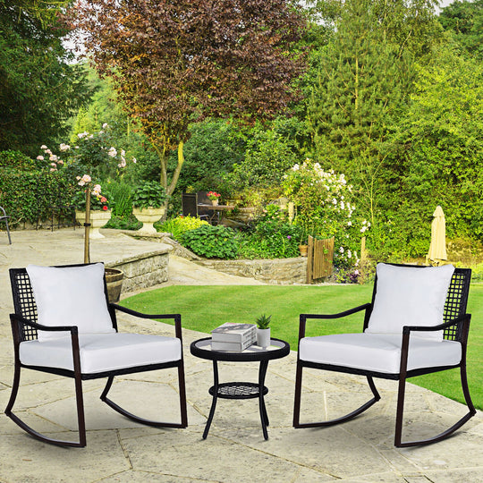 Rattan rocking chair bistro set – image 2