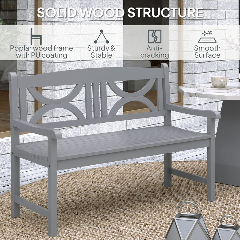 Outsunny 2-Seater Wooden Garden Bench Outdoor Patio Loveseat for Porch, Grey – view 6