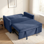 2 Seater Sofa Bed, 3-in-1 Convertible Pull Out Sleeper Sofa with Click-Clack Adjustable Backrest, Dark Blue