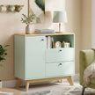 HOMCOM Sideboard Storage Cabinet, 80 cm Buffet Cabinet with 2 Drawers, Open Compartment, Adjustable Shelf, Light Green – view 2
