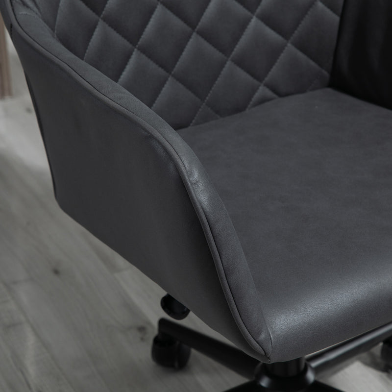 Leather-feel fabric swivel office chair – image 8