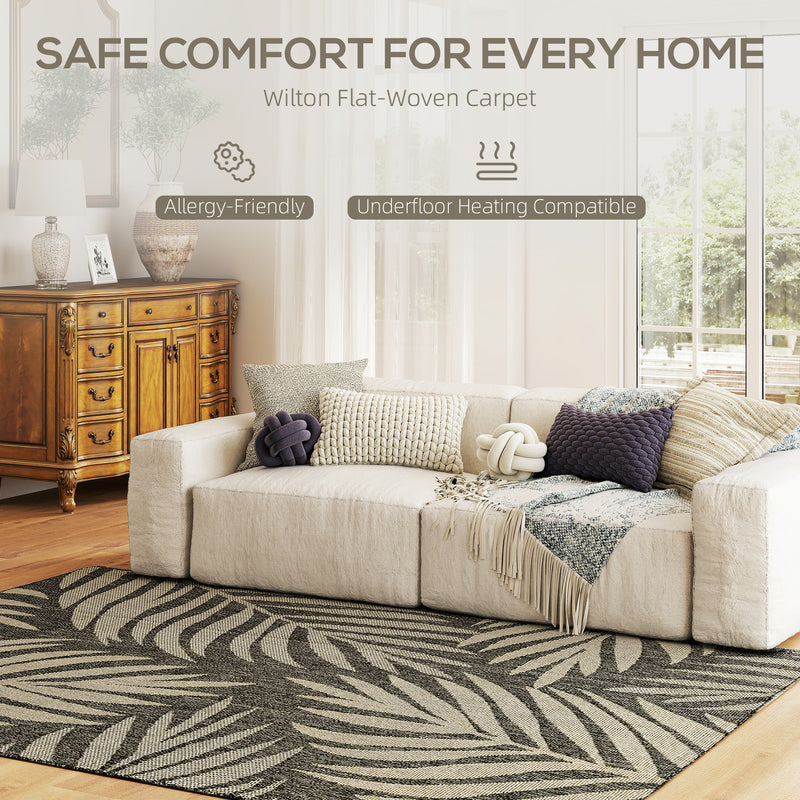 Grey leaf pattern rug 230 x 160 cm – image 4