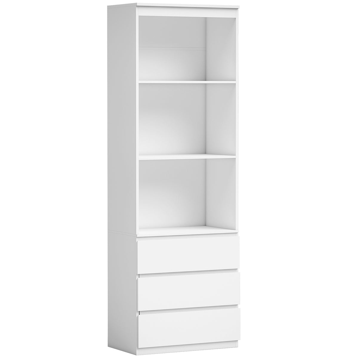 180 cm Tall Bookcase with 3 Shelves & 3 Drawers – White
