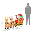 Size diagram of the 8ft Santa sleigh and reindeer Christmas inflatable