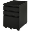 Black anti-tilt steel 3-drawer mobile filing cabinet with top lock and castors