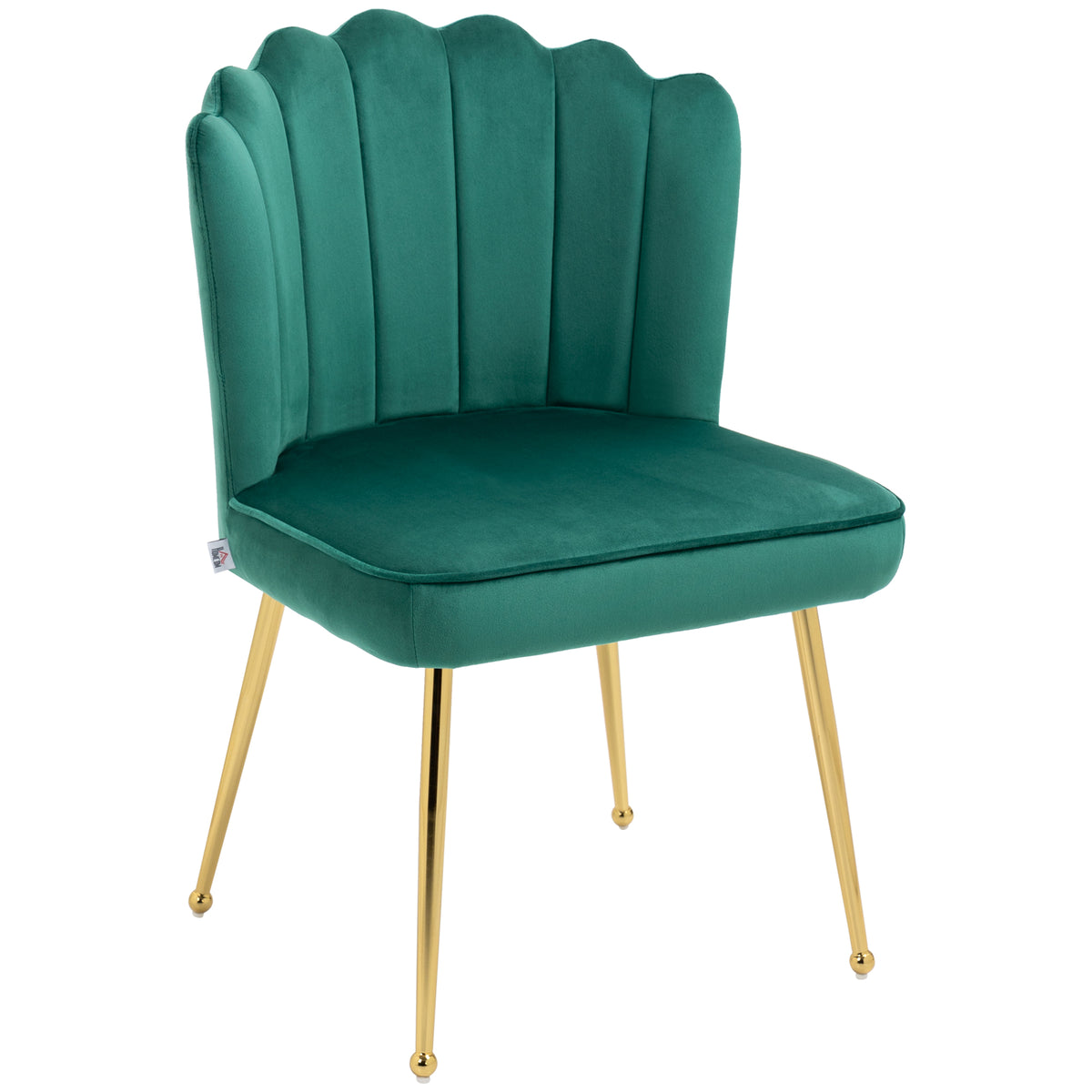 Velvet Shell Accent Chair with Gold-Tone Legs – Green