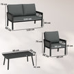 Outsunny 4 Seater Rattan Garden Furniture Set with 2 Armchairs, Loveseat, Coffee Table, Garden Sofa Set with Cushions – view 3