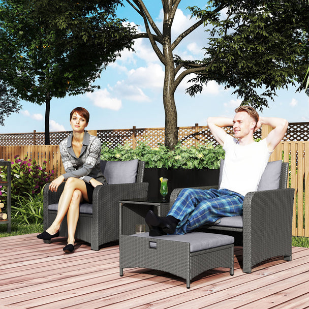 Grey rattan armchair set – image 2