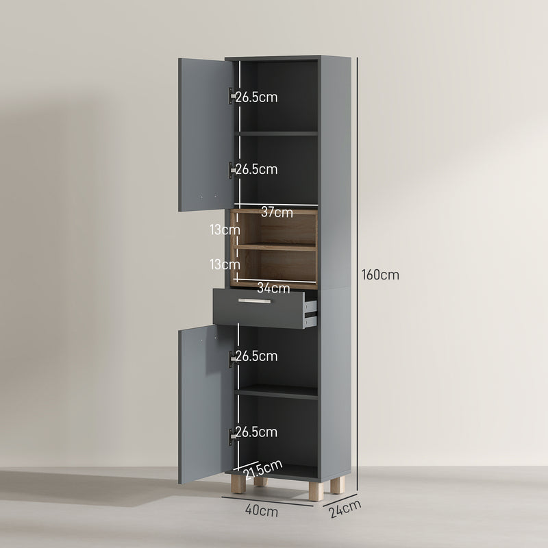 Tall matte grey bathroom cabinet – image 3